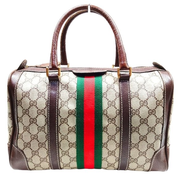 565315G V Gucci Satchel Bag Sherry Line Brown PVC - Picture 1 of 9